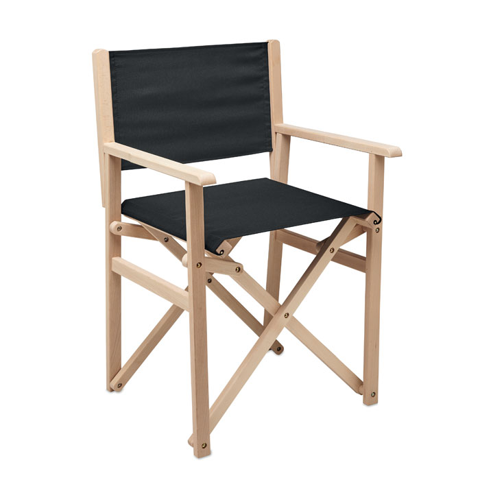 Foldable wooden beach chair - RIMIES - black