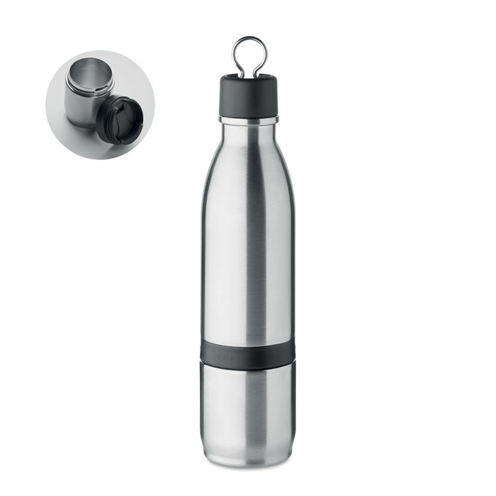 2 in 1 double wall bottle 500ml - ATERA - matt silver