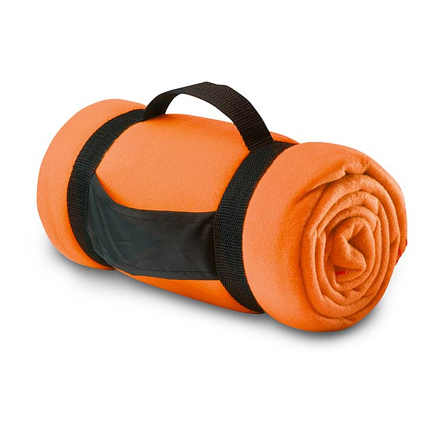 Fleecová deka s popruhmi - oranžová