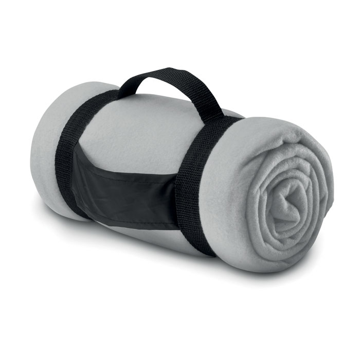 Fleecová deka s popruhy - STAVENGER - stříbrná mat