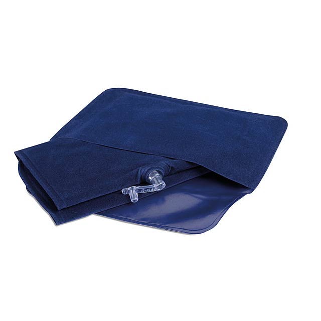 Inflatable pillow in pouch - blue