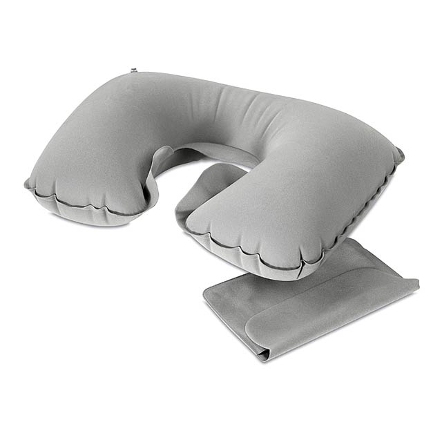 Inflatable pillow in pouch - grey