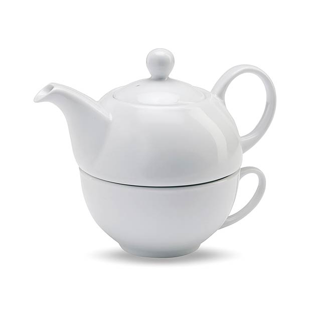 Tea pot and cup set - white