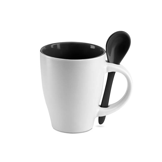 Mug with spoon                 MO7344-03 - black