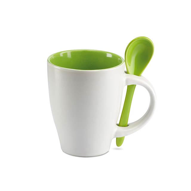 Mug with spoon - green