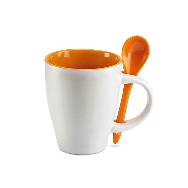 Tasse mit Löffel - Orange