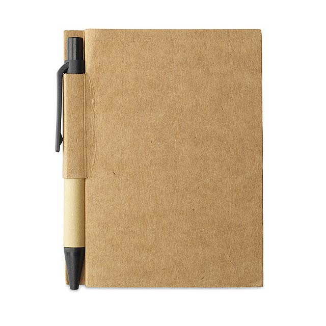 Memo note w mini recycled pen - black