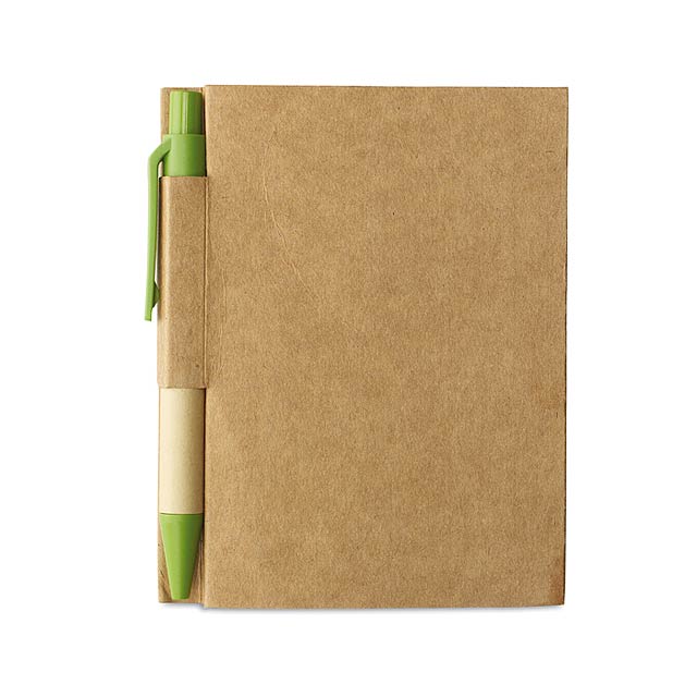 Memo note w mini recycled pen - lime