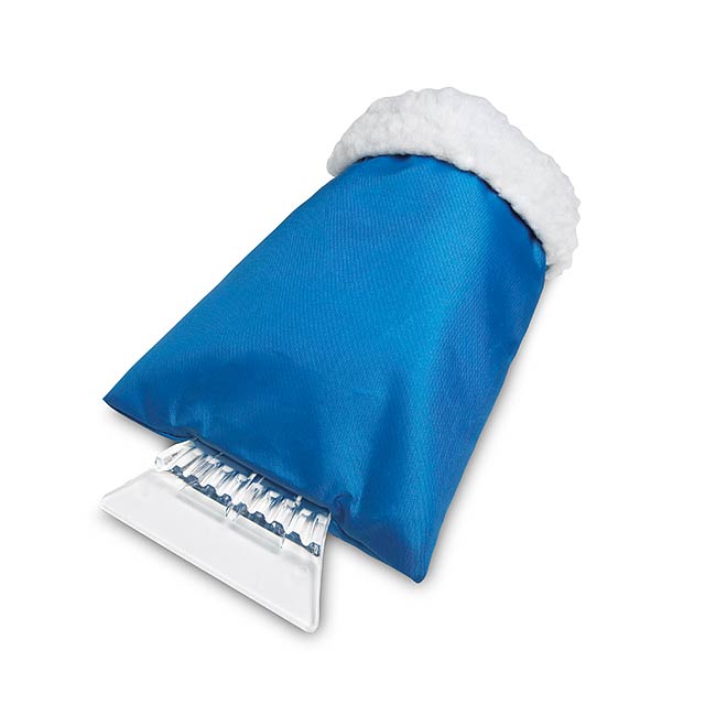 Car ice scraper w mitten - blue