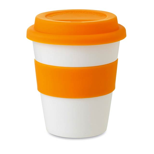 PP Becher mit Silikon-Deckel - Orange