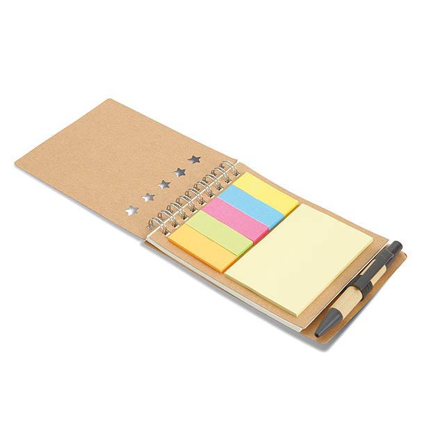 Notebook with pen sticky notes MO8107-13 - beige