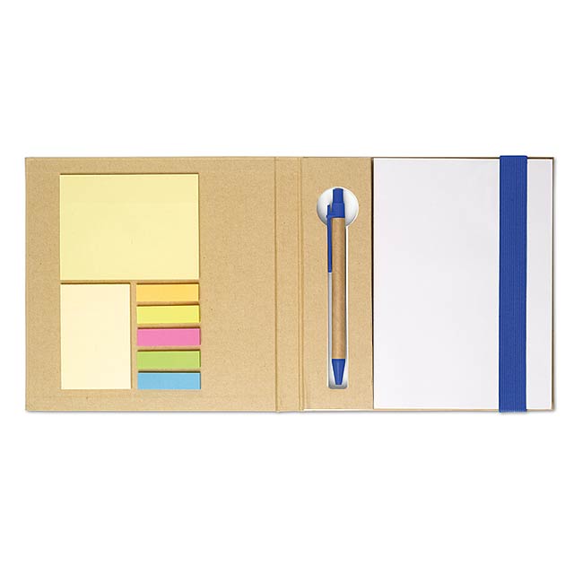 Notebook w / stickynotes & Stift - königsblauen  