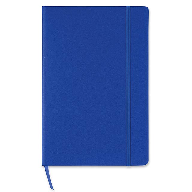 A5 notebook with 96 pages squared paper pages closed with an elastic band.  - blue - foto