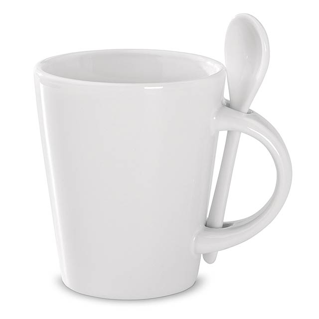 Sublimation mug with spoon  - white