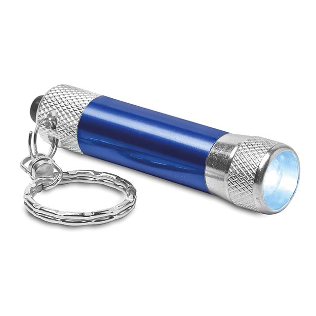 Aluminium-Taschenlampe mit Schlüsselring - blau