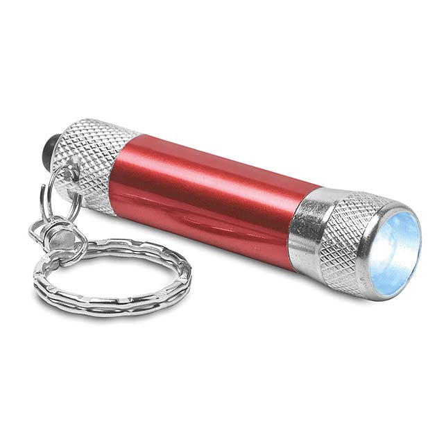 Aluminium-Taschenlampe mit Schlüsselring - Rot