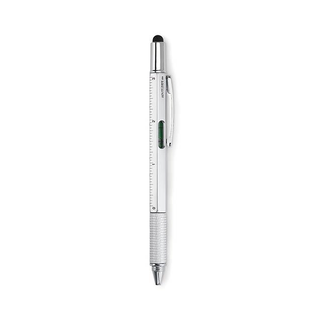 Wasserwaage Stift mit Lineal ein - mattes Silber