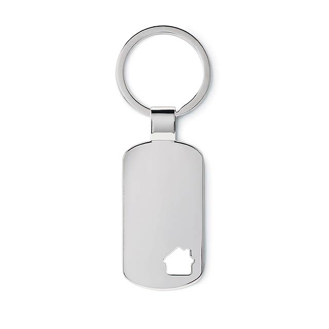 Keyring with house detail  - matt silver