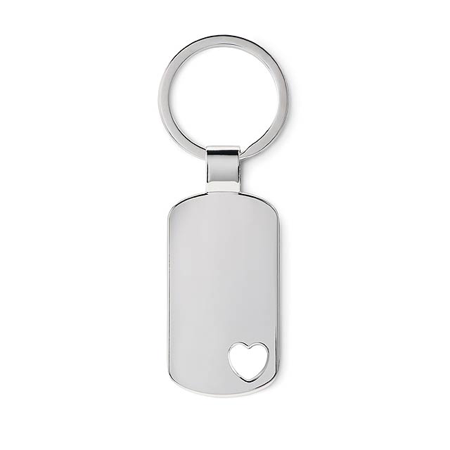 Keyring with heart detail  - matt silver