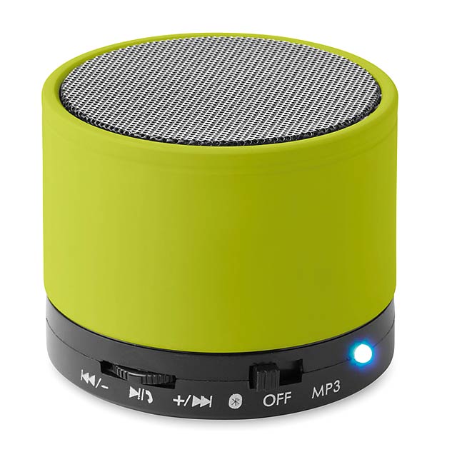 2.1 Bluetooth speaker in ABS with rubber finish. Rechargeable battery. Includes an SD card port and an AUX/ USB cable. 1 Lithium 300mAh battery included. Hands free call function.  - lime - foto