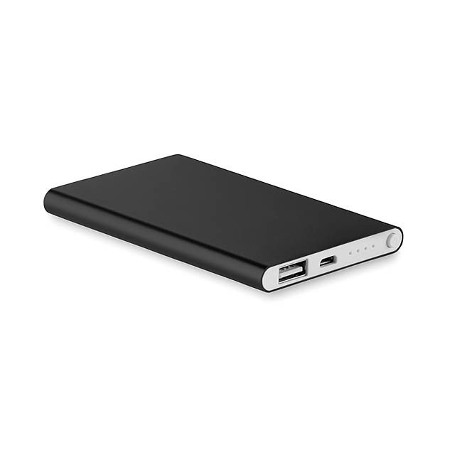 Hliníková PowerBank 4000 Mah - POWERFLAT - čierna