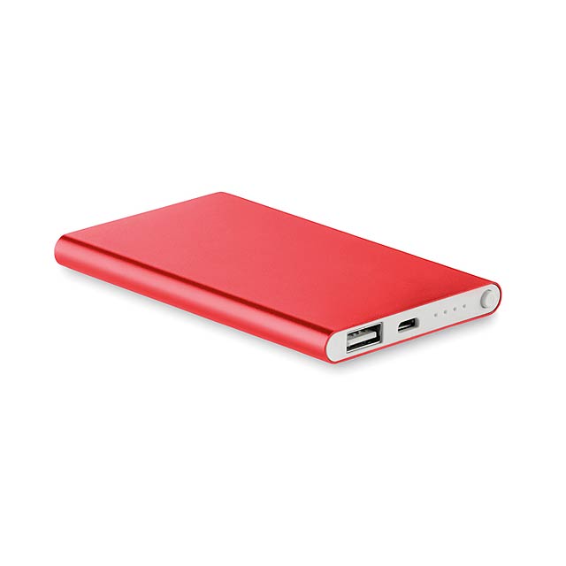 Flat power bank 4000 mAh  - red