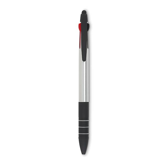 Trojfarebná ceruzka sa stylusom - Multipen - strieborná