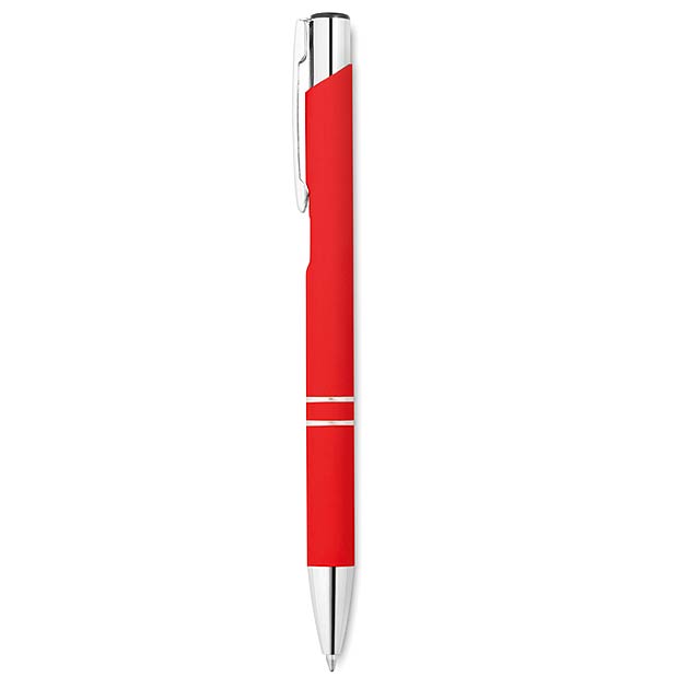 Ball pen in rubberised finish   - red