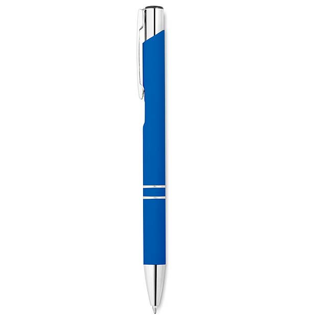 Ball pen in rubberised finish - AOSTA - royal blue
