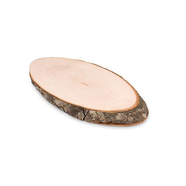 Oval board with bark - wood