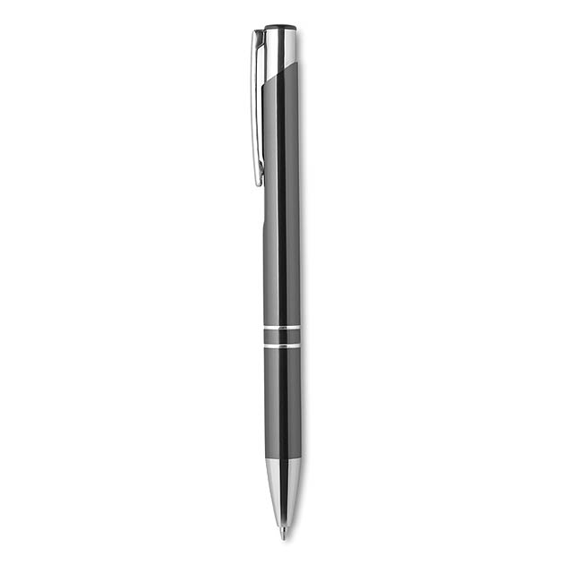 Push button pen in aluminium finish. Blue ink.  - titanium - foto