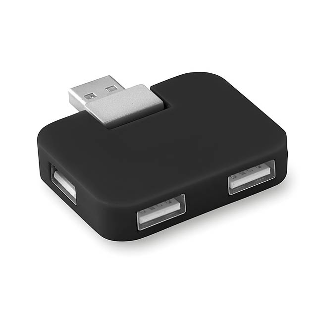 Čtyřportový USB rozbočovač z ABS plastu. - čierna