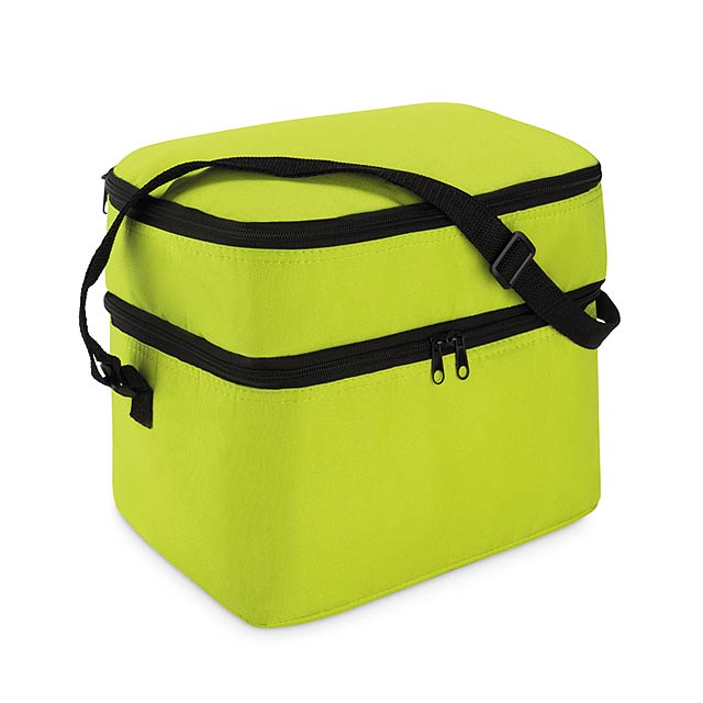 600D Cooler bag with 2 compartments and aluminium foil lining. Adjustable shoulder strap.  - lime - foto