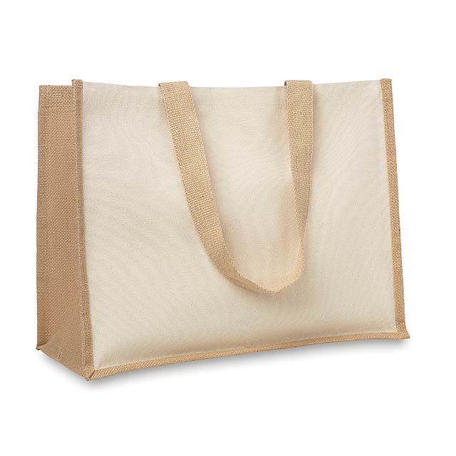 Jute and canvas shopping bag - CAMPO DE FIORI - beige