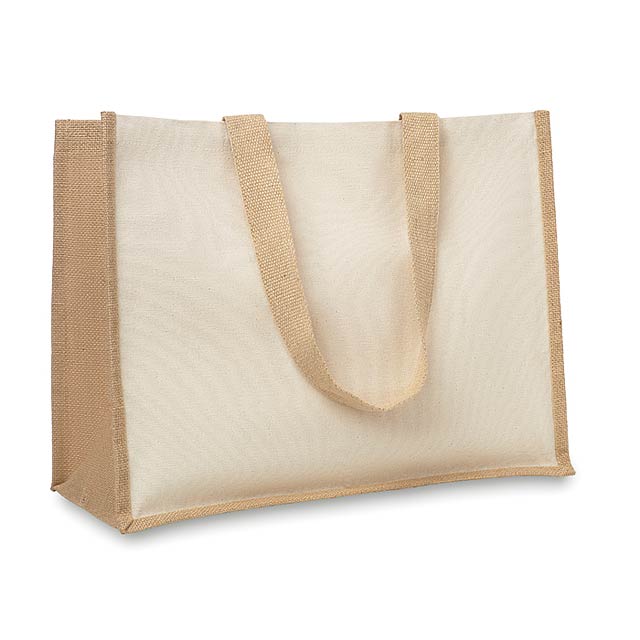 Jute and canvas shopping bag - CAMPO DE FIORI - Beige