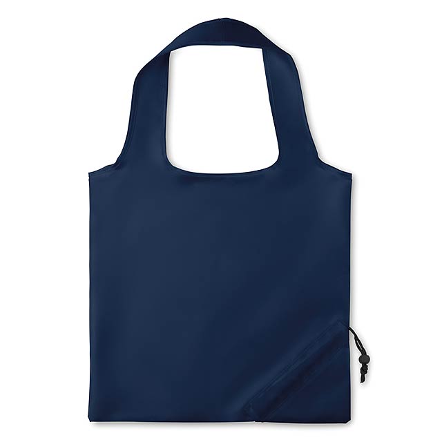 Skládací nákupní taška se zatahovací šňůrkou na obalu. Materiál: 210T polyester. - modrá