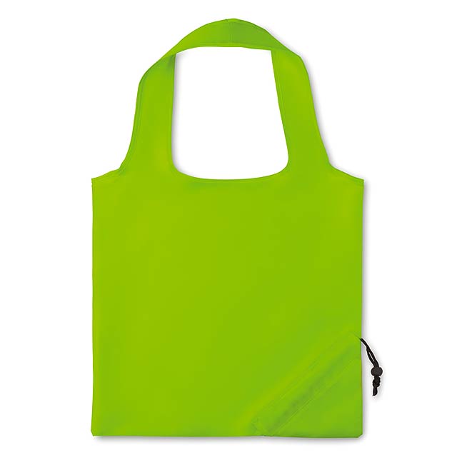 Skládací nákupní taška se zatahovací šňůrkou na obalu. Materiál: 210T polyester. - citrónová - limetková