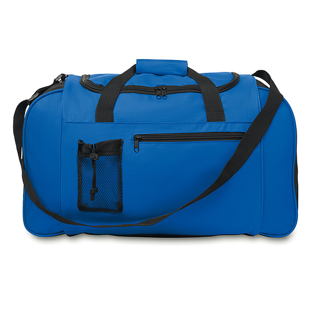 Sportovní nebo cestovní taška v jasných barvách s přední kapsou a odnímatelným nastavitelným ramenním popruhem. Materiál: 600D polyester. - kráľovsky modrá