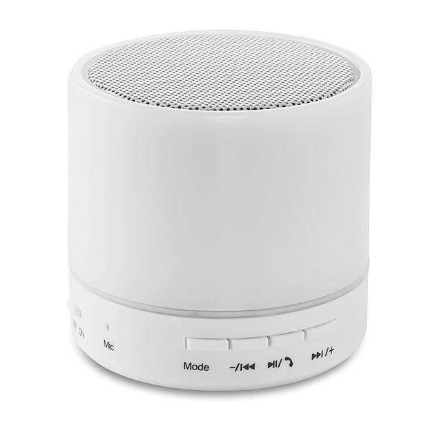Bluetooth LED reproduktor - ROUND WHITE - bílá