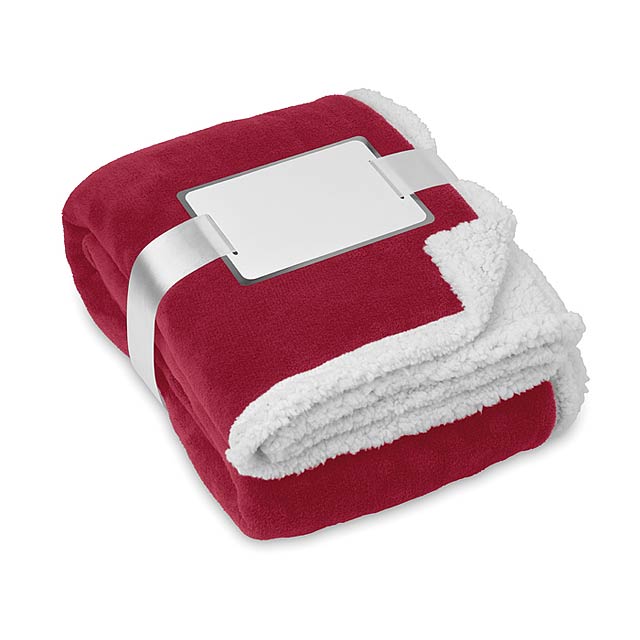 Blanket, coral fleece/ sherpa  - burgundy