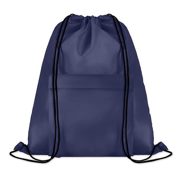 Large drawstring bag in 210D polyester with zippered front pocket.  - blue - foto