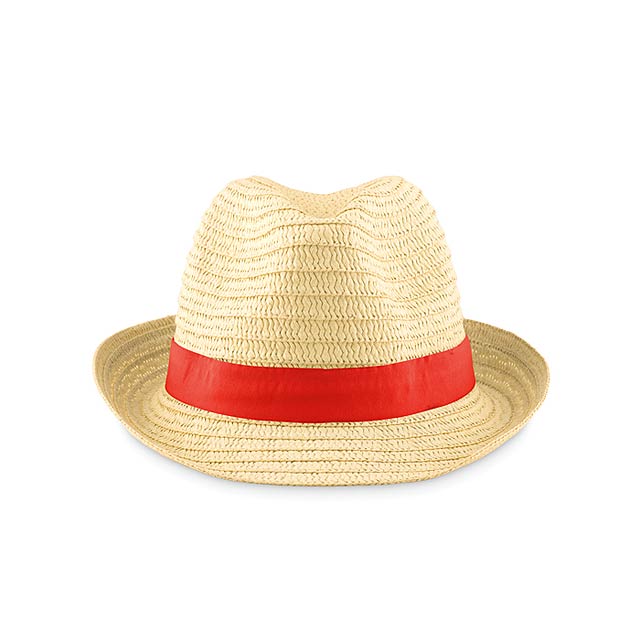 Natural straw hat - MO9341-05 - red