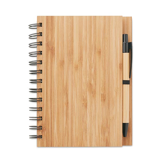 Bambusový zápisník s propiskou  - BAMBLOC - dřevo