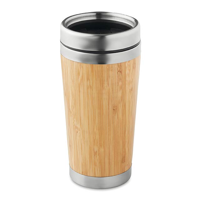 Bamboo double wall travel cup  MO9444-40 - wood
