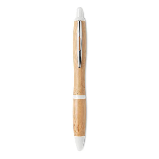 RIO BAMBOO - Kuličkové pero ABS bambus      - biela