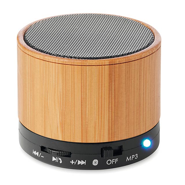 ROUND BAMBOO - Bluetooth reproduktor bambus   - čierna