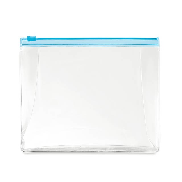 PVC kosmetická taštička se zipem.  - transparentná modrá - foto