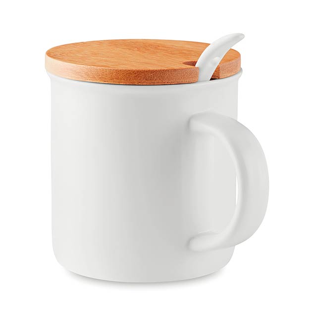 Porcelain mug with spoon       MO9708-06 - white