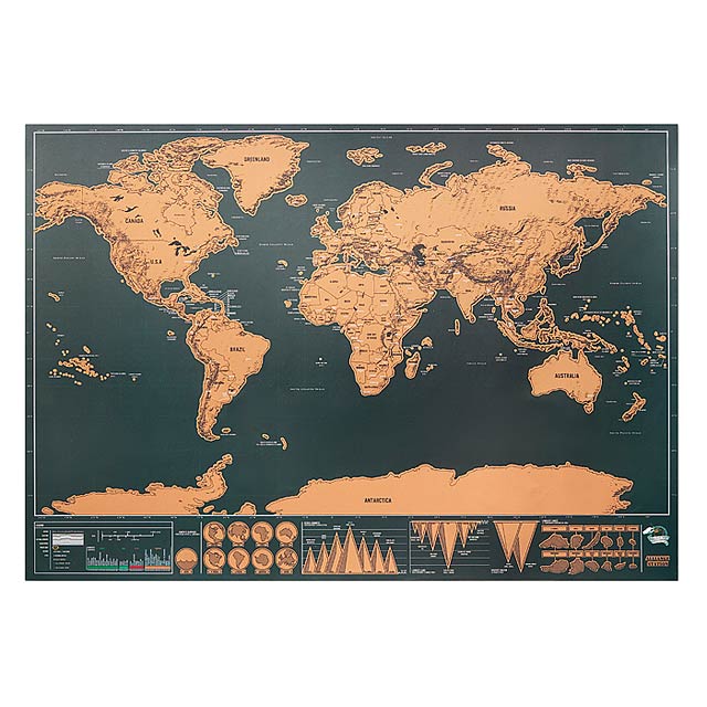 Scratch world map 42x30cm      MO9736-13 - beige