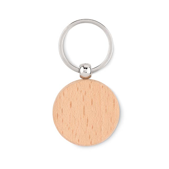 Round wooden key ring  - wood